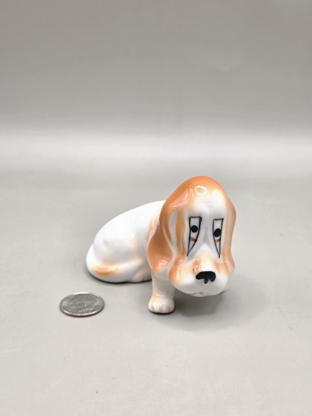 Vintage Ceramic Sad Face Basset Hound Dog Figurine Miniature Japan Kitsch (77...